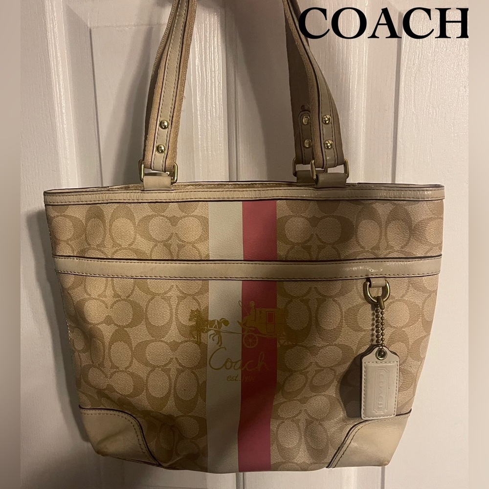 Coach Chelsea Heritage Tote Signature Brown